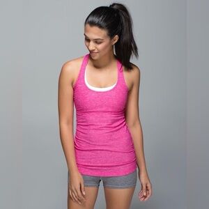 Lululemon Cool Racerback Tank Top Heathered Jewelled Magenta Pink 4 Athleisure
